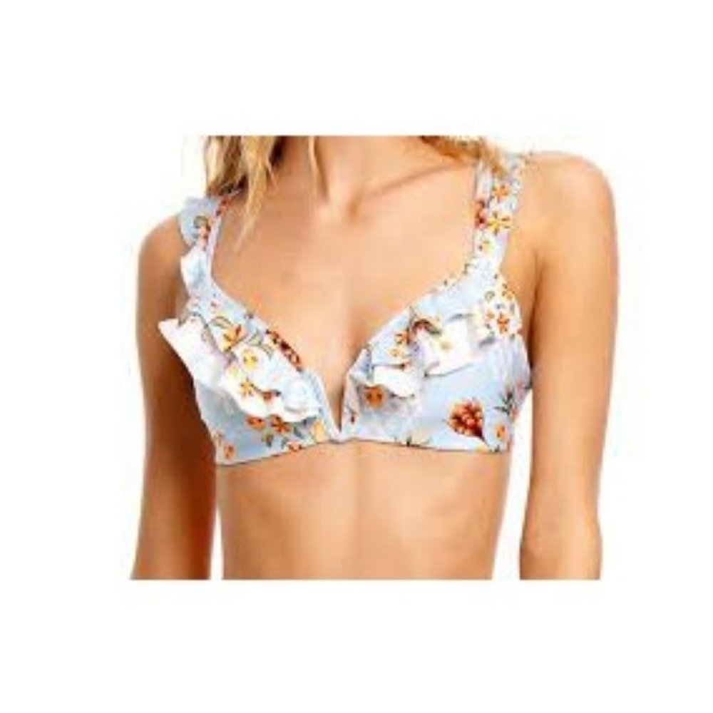 NWT Agua by Agua Bendita Malena SUNBAZE Ruffle Bikini Top SZ L